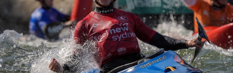 Joseph Clarke Sydney 2005 Great Britain kayak cross celebrate